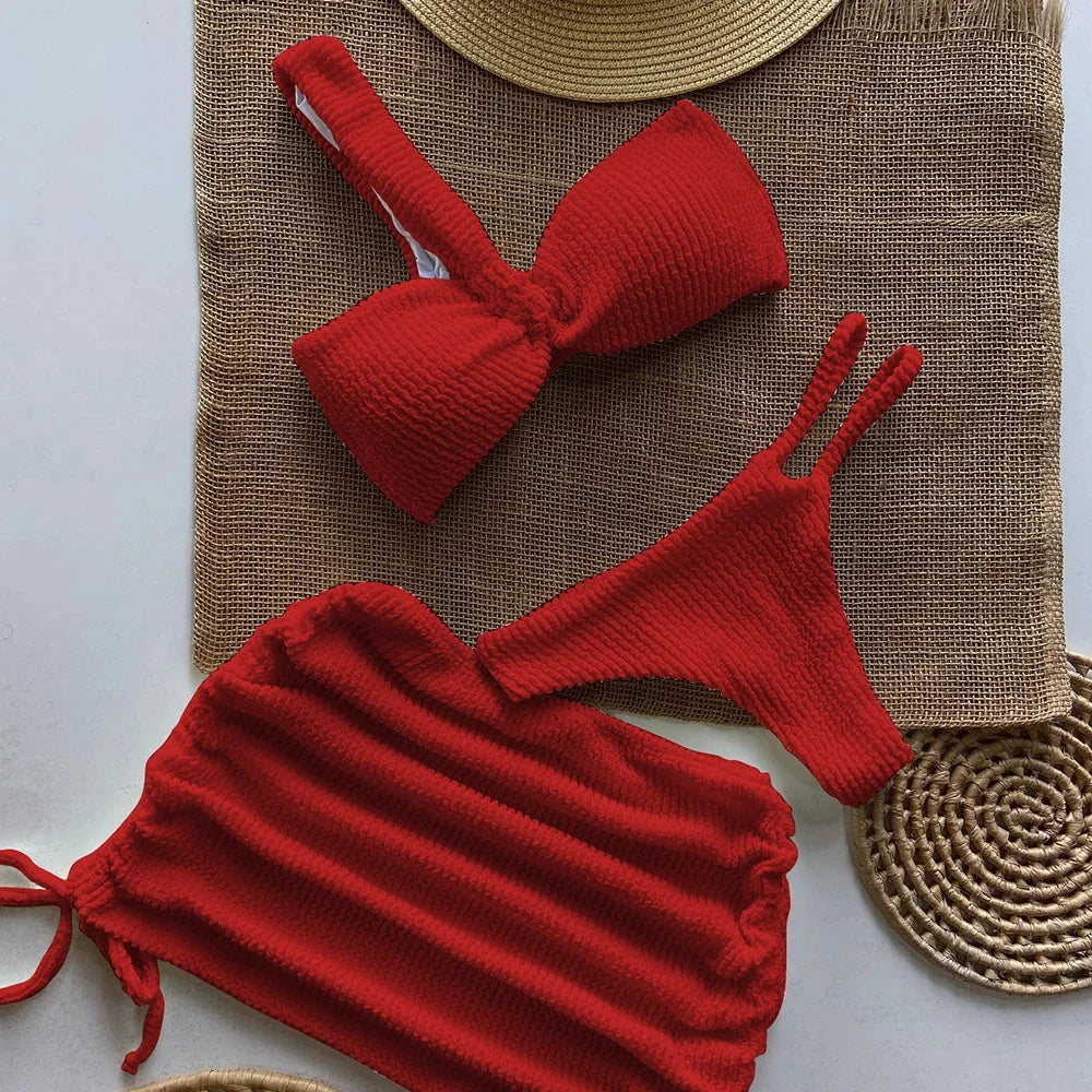 Sexy 3pieces Micro Bikini 2025 Women Swimsuit Female Swimwear Thong Bikinis Set Brazilian Beach Wear Bathing Suit Biquini - 3KDyn